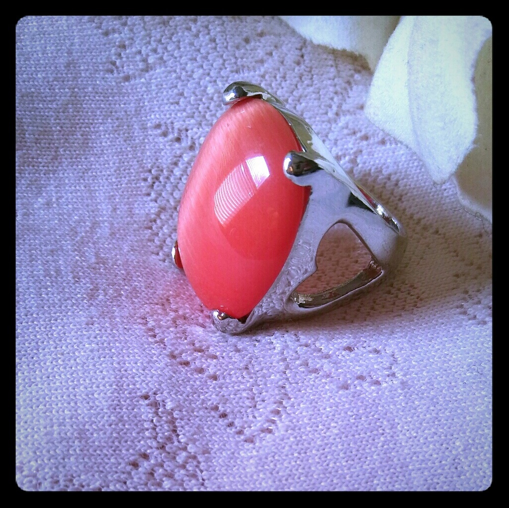 Vintage Orange Oval Statement Ring - image 2